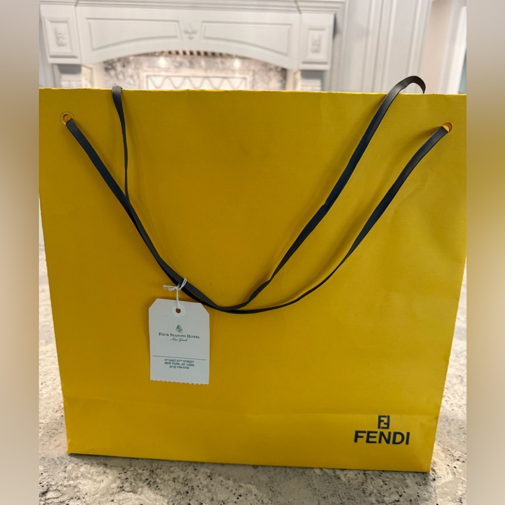 Fendi Vibrant Yellow Shopping bag with Black Accents 16 1/2 x 15 1/2'